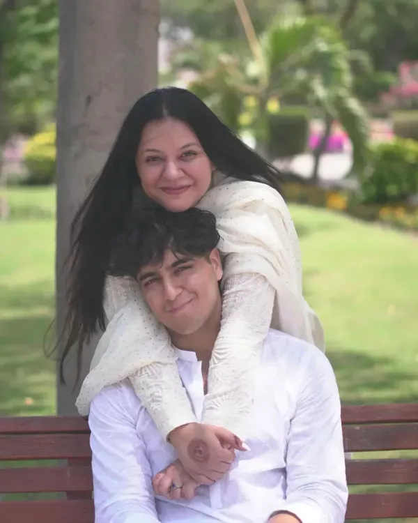Salma Hasan with her son